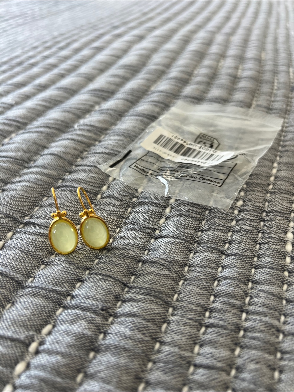 Gold Aquamarine Drop Earrings by - Picture 2 of 2